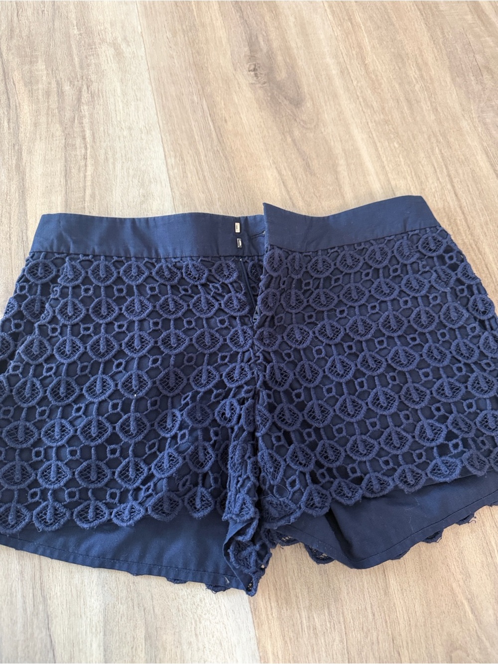 Club Monaco Navy Crochet Lace Overlay Shorts